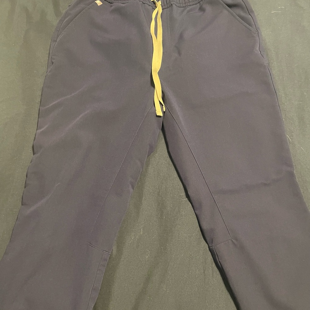 Figs Men's Dark Blue Joggers with Yellow Drawstring